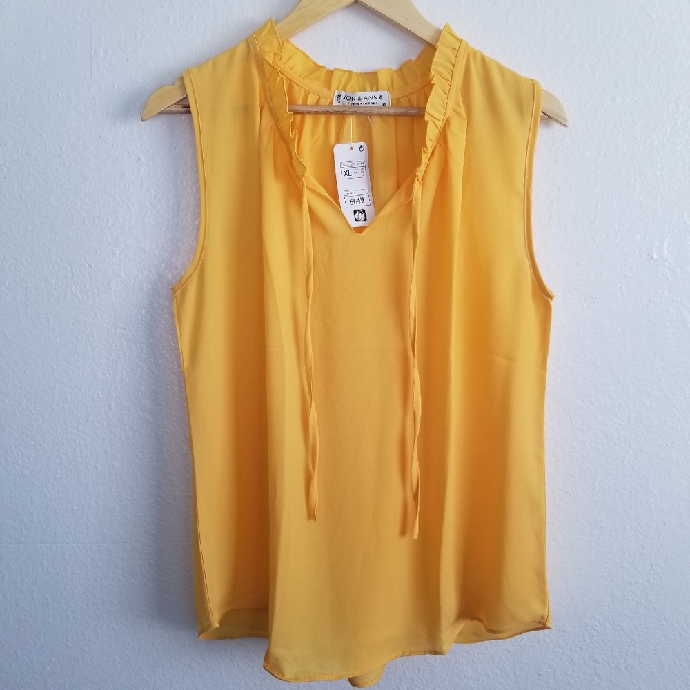 Jon & Anna Contemporary Blouse Size XL NWT Color Yellow